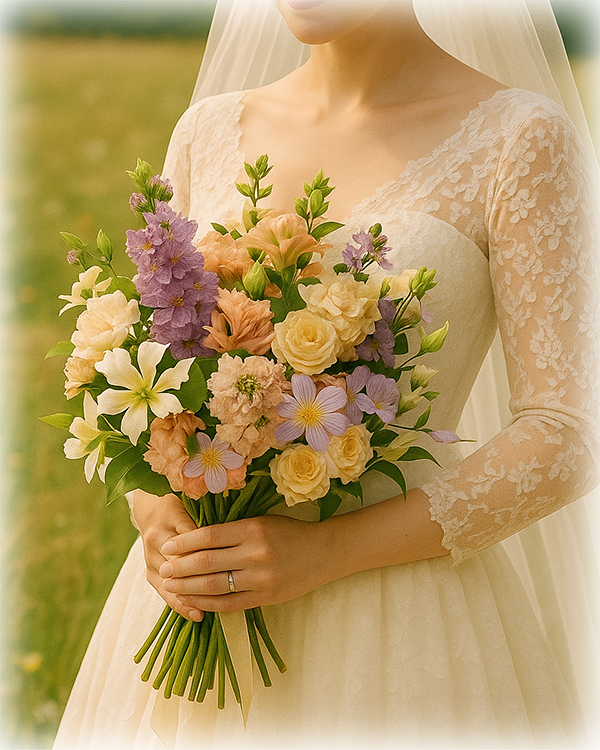 ブーケを持つ花嫁の画像
